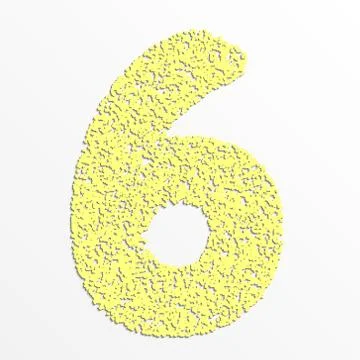 Vector colorful digits with grain texture, digit 6 Stock Illustration