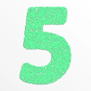 Vector colorful digits with grain texture, digit 5 Stock Illustration