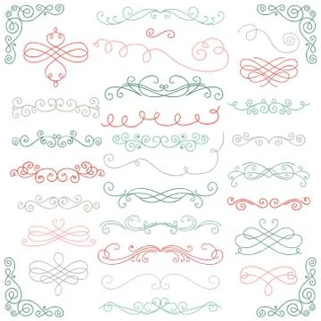 Vector Colorful Doodle Hand Drawn Swirls Collection Stock Illustration