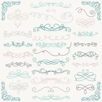 Vector Colorful Doodle Hand Drawn Swirls Collection Stock Illustration