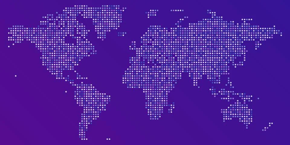 Vector colorful dotted Map of the World Illustrazione stock