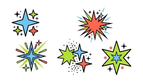 Vector of Colorful exploding stars with sparkles illustration 库存插图