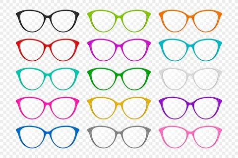 Vector Colorful Eyeglass Frames Icon Set, Isolated. Fashion Glasses, Trendy Illustrazione stock