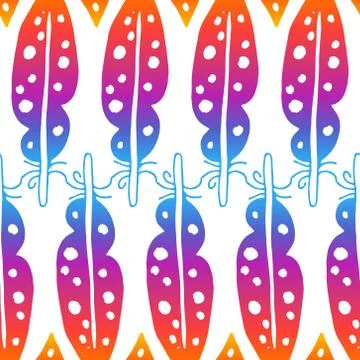 Vector colorful feathers seamless pattern Illustrazione stock