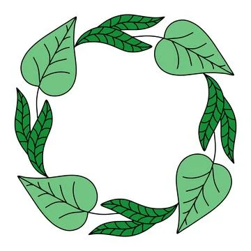Vector colorful floral frame with leaves illustration Stock Illustration