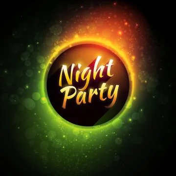 Vector colorful flyer premium template for night party with bokeh lights Stock Illustration