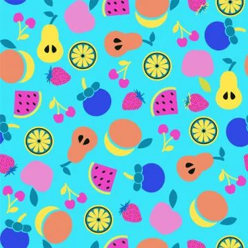 Vector colorful Fruit background in Flat style Stock Illustration