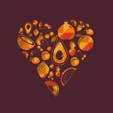 Vector colorful  fruit heart Illustrazione stock