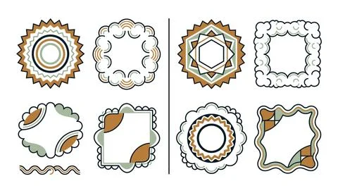 Vector of Colorful geometric border designs isolated Stock Illustration