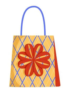 Vector colorful gift bag with bow. New Year's, Christmas and Valentine's Day Stock Illustration