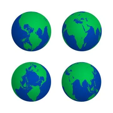 Vector colorful globe various view set illustration. Stock Illustration