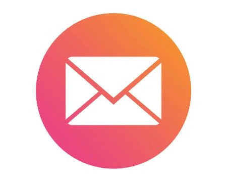 Vector colorful gradient envelope email, mail icon on gradient circle button Stock Illustration