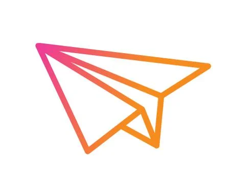 Vector colorful gradient pink to orange paper plane icon. Stock Illustration