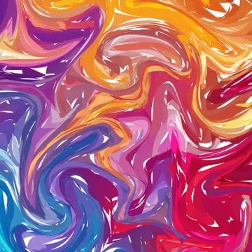 Vector Colorful Hand drawn artwork on water marble texture. Liquid paint patt Stock Illustration