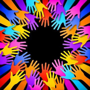 Vector Colorful Hands Frame Stock Illustration