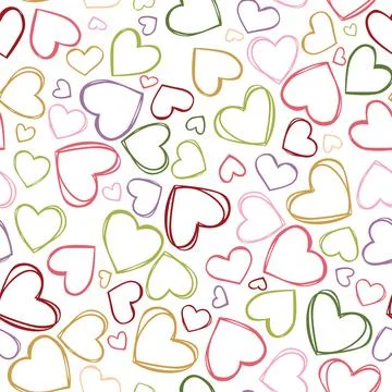 Vector colorful heart outlines repeat pattern. Suitable for gift wrap, textile Stock Illustration