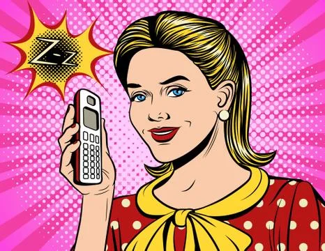 Vector colorful illustration comic style of a beautiful woman going to pick u Stock Illustration