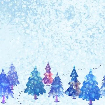 Vector colorful illustration of winter forest landscape Stock Illustration