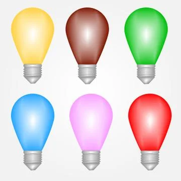 Vector colorful light bulbs set Stock Illustration