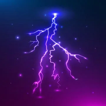 Vector colorful lightning. Thunder storm and thunder bolt design. Electric fl Stock Illustration