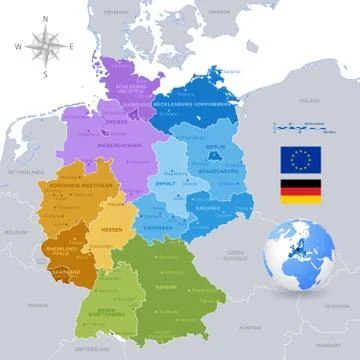 Vector Colorful Map of Germany Stock Illustration
