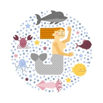 Vector colorful mermaid Stock Illustration