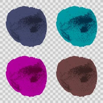 Vector colorful paint round smear stroke stain set on transparent gray Stock Illustration
