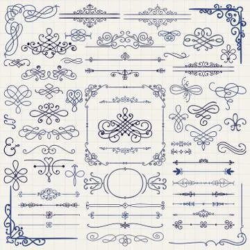 Vector Colorful Pen Drawing Doodle Design Elements Stockillustratie