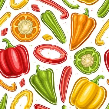 Vector Colorful Pepper Seamless Pattern Stock Illustration