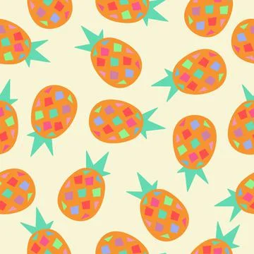 Vector colorful pineapple seamless pattern Stock Illustration