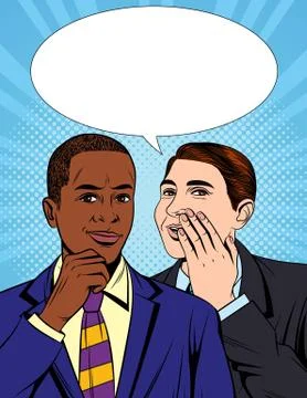 Vector colorful pop art comic style illustration of one businessman telling a Stock Illustration