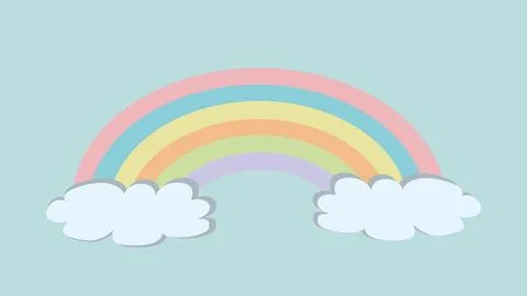 Vector colorful rainbow with white clouds is isolated on the background Stock Illustration