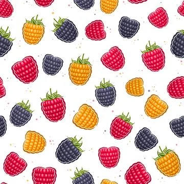 Vector Colorful Raspberry seamless pattern Stock Illustration