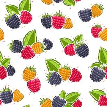 Vector Colorful Raspberry seamless pattern Stock Illustration