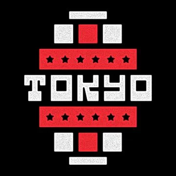 Vector colorful retro illustration on the theme of Tokyo. Stylized vintage Stock Illustration