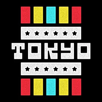 Vector colorful retro illustration on the theme of Tokyo. Stylized vintage Stock Illustration