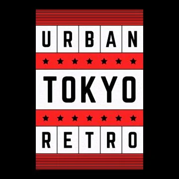 Vector colorful retro illustration on the theme of Tokyo. Stylized vintage Stock Illustration