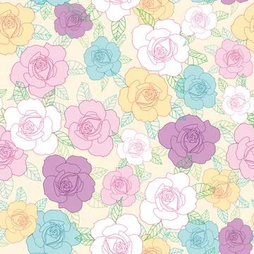 Vector colorful roses seamless pattern Stock Illustration