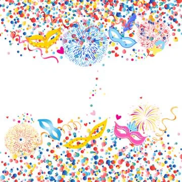 Vector colorful round confetti and fancy mask spike Illustrazione stock