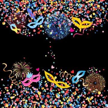 Vector colorful round confetti and fancy mask spike Illustrazione stock