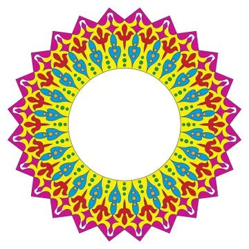 Vector colorful round lace frame. Stock Illustration