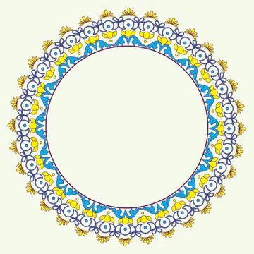 Vector colorful round lace frame. Stock Illustration