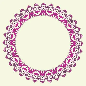 Vector colorful round lace frame. Stock Illustration
