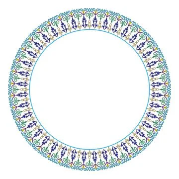 Vector colorful round lace frame. Stock Illustration