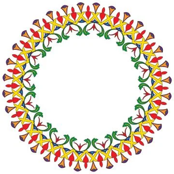 Vector colorful round lace frame. Stock Illustration
