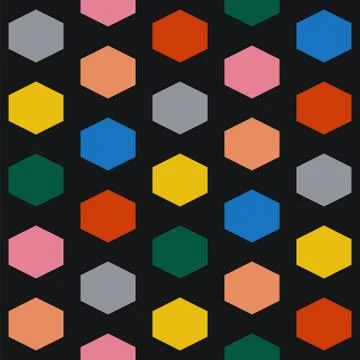 Vector colorful seamless hexagonal pattern - geometric design. Vibrant trendy Stock Illustration