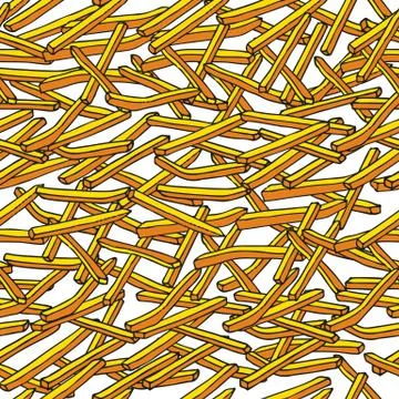 Vector colorful seamless pattern of a crispy french fries isolated from white Stock Illustration