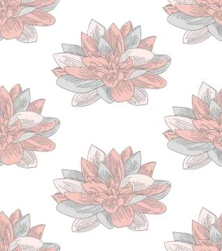 Vector Colorful Seamless Pattern with Drawn Flowers Stock Illustration