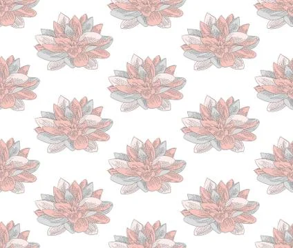 Vector Colorful Seamless Pattern with Drawn Flowers Stock Illustration