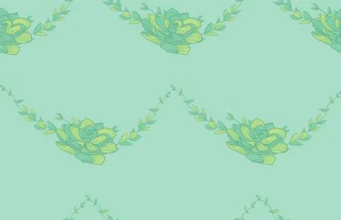 Vector Colorful Seamless Pattern with Drawn Flowers Stock Illustration